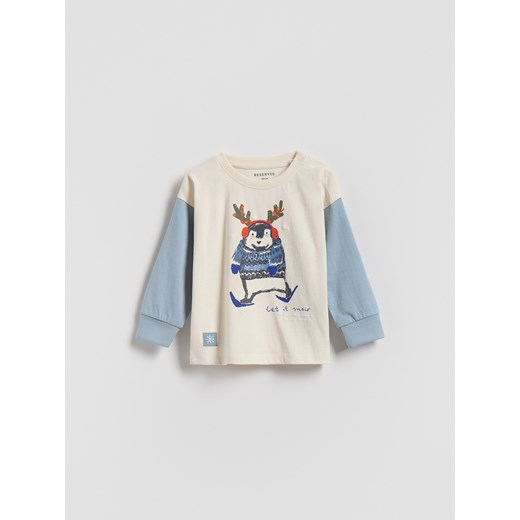 Reserved - Bawełniany longsleeve 2 pack - kremowy Reserved 74 (6-9 m.) Reserved