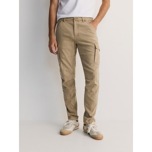Reserved - Spodnie cargo slim fit - beżowy Reserved XL wyprzedaż Reserved