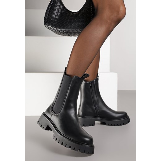 Czarne Wysokie Botki w Stylu Sztybletów Ridvira Renee 36 renee.pl