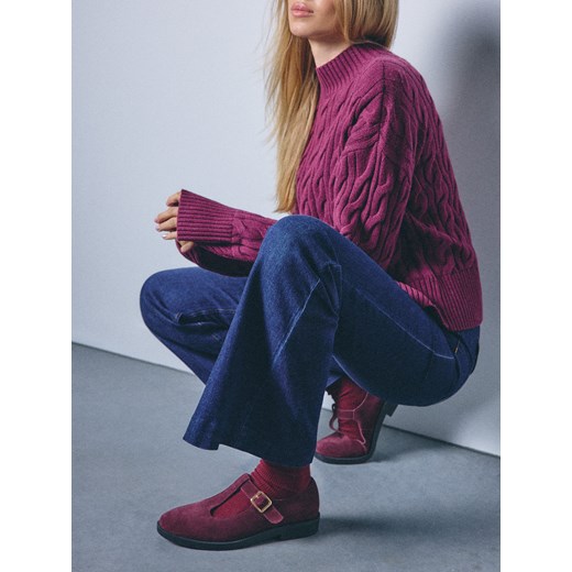 Mohito - Skórzane buty na płaskiej podeszwie - kasztanowy Mohito 40 Mohito