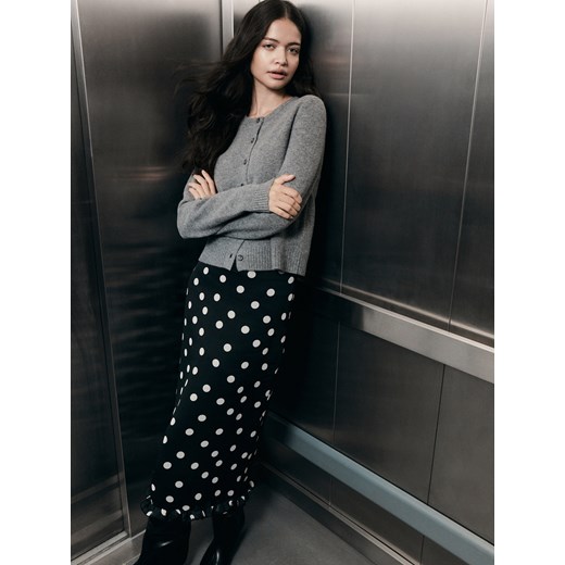 Reserved - Spódnica midi w groszki - czarny ze sklepu Reserved w kategorii Spódnice - zdjęcie 186225130