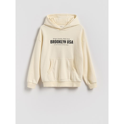Reserved - Bawełniana bluza oversize - złamana biel ze sklepu Reserved w kategorii Bluzy chłopięce - zdjęcie 186225304
