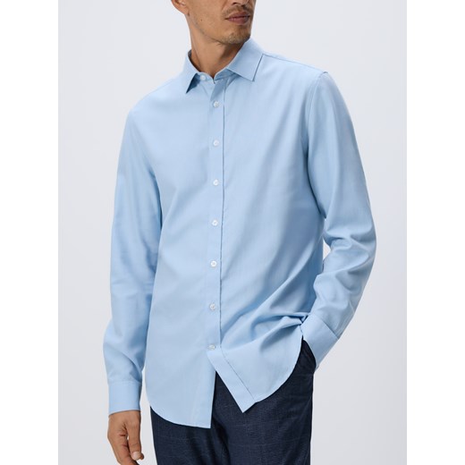Reserved - Koszula slim z bawełny egipskiej - jasnoniebieski ze sklepu Reserved w kategorii Koszule damskie - zdjęcie 186225472