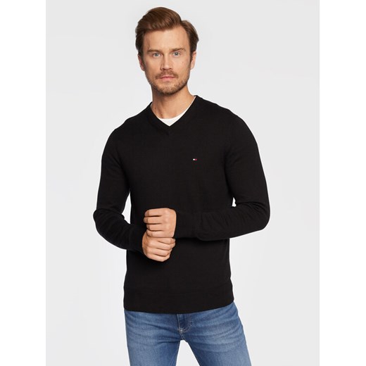 Tommy Hilfiger Sweter Pima MW0MW28047 Czarny Regular Fit ze sklepu MODIVO w kategorii Swetry męskie - zdjęcie 186225944