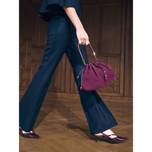 Mohito - Zamszowa torebka worek - mahoń ze sklepu Mohito w kategorii Torebki worki - zdjęcie 186227390