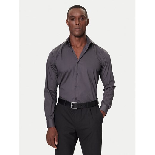 Calvin Klein Koszula LV019EU037 Szary Slim Fit ze sklepu MODIVO w kategorii Koszule męskie - zdjęcie 186229624