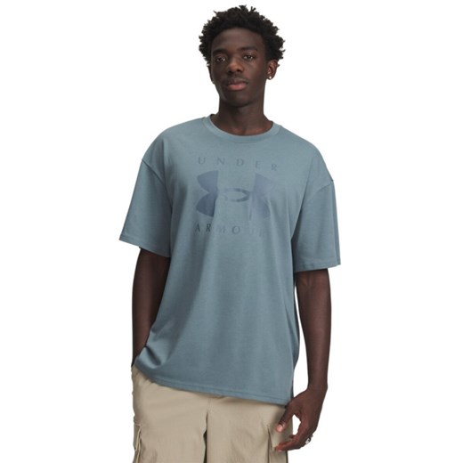 Męski t-shirt z nadrukiem Under Armour UA M Hw Os Branded Ss - niebieski ze sklepu Sportstylestory.com w kategorii T-shirty męskie - zdjęcie 186230091