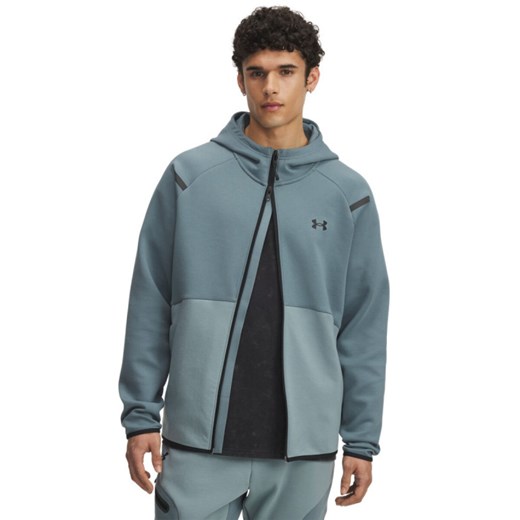 Męska bluza dresowa rozpinana z kapturem Under Armour UA Unstoppable Flc Fz Hd Eu - niebieska ze sklepu Sportstylestory.com w kategorii Bluzy męskie - zdjęcie 186230110