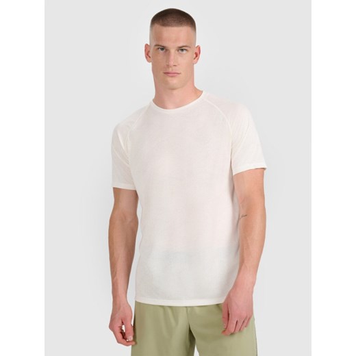 Męska koszulka do biegania 4F 4FWAW25TFTSM1499 - biała ze sklepu Sportstylestory.com w kategorii T-shirty męskie - zdjęcie 186230250