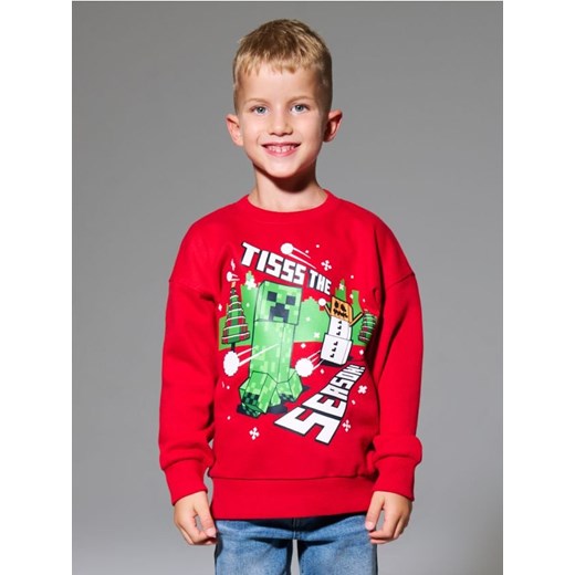 Sinsay - Bluza crewneck z motywem świątecznym Minecraft - czerwony ze sklepu Sinsay w kategorii Bluzy chłopięce - zdjęcie 186231362