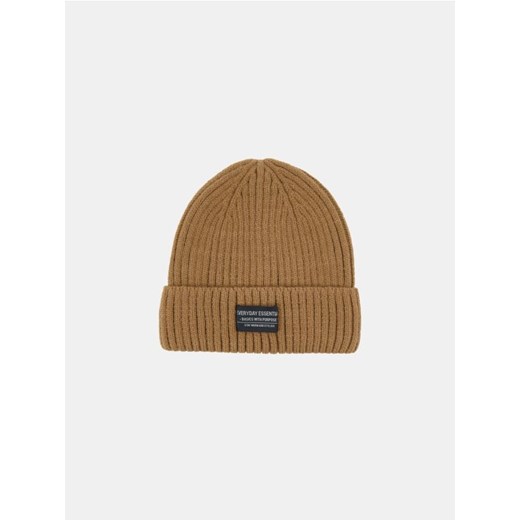 Sinsay - Prążkowana czapka beanie - beżowy ze sklepu Sinsay w kategorii Czapki zimowe męskie - zdjęcie 186231401