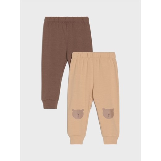 Sinsay - Bawełniane legginsy 2 pack - beżowy ze sklepu Sinsay w kategorii Odzież dla niemowląt - zdjęcie 186231460