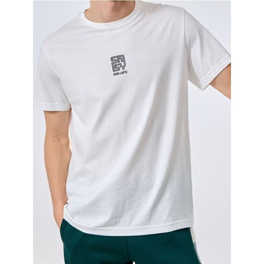 Sinsay - Koszulka z nadrukiem - kremowy ze sklepu Sinsay w kategorii T-shirty męskie - zdjęcie 186231461