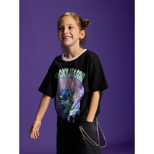Reserved - T-shirt Lilo i Stitch - czarny ze sklepu Reserved w kategorii Bluzki dziewczęce - zdjęcie 186232254
