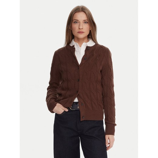 Tommy Hilfiger Kardigan WW0WW47463 Brązowy Regular Fit ze sklepu MODIVO w kategorii Swetry damskie - zdjęcie 186233710
