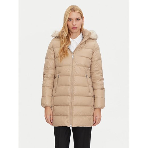 Tommy Hilfiger Płaszcz zimowy WW0WW43122 Beżowy Regular Fit ze sklepu MODIVO w kategorii Kurtki damskie - zdjęcie 186233804