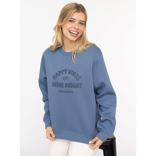 Zwillingsherz Bluza &quot;Wild and Free&quot; w kolorze niebieskim ze sklepu Limango Polska w kategorii Bluzy damskie - zdjęcie 186241120
