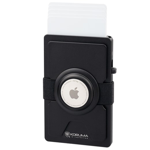 Aluminiowe etui z wysuwanymi kartami i miejscem na AirTag od Apple (czarny) ze sklepu Koruma ID Protection w kategorii Etui - zdjęcie 186242273