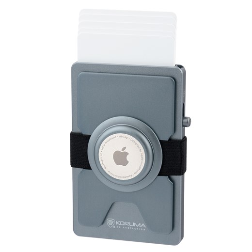 Aluminiowy portfel z wysuwanymi kartami i miejscem na AirTag od Apple (ciemny szary) ze sklepu Koruma ID Protection w kategorii Portfele męskie - zdjęcie 186242344