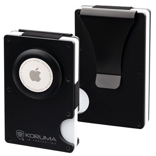 Aluminiowe etui na karty z miejscem na AirTag od Apple (czarny) ze sklepu Koruma ID Protection w kategorii Etui - zdjęcie 186242423