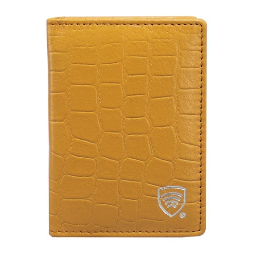 Mały skórzany portfel na karty kredytowe RFID (Żółty, Croco) ze sklepu Koruma ID Protection w kategorii Portfele męskie - zdjęcie 186242594