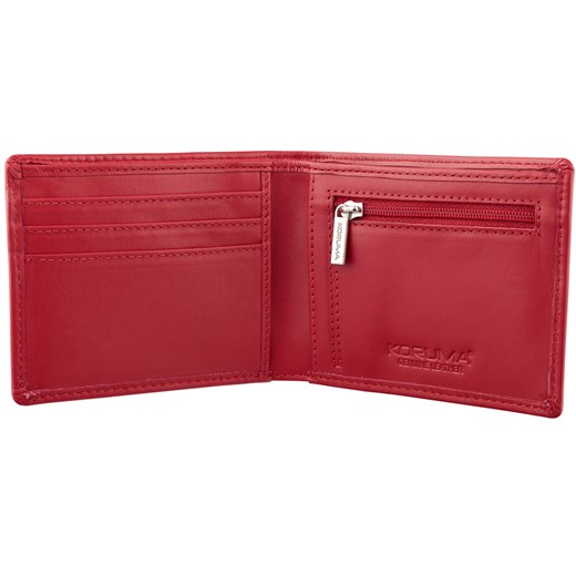 Cienki portfel damski skórzany typu SLIM (Czerwony) ze sklepu Koruma ID Protection w kategorii Portfele męskie - zdjęcie 186242691