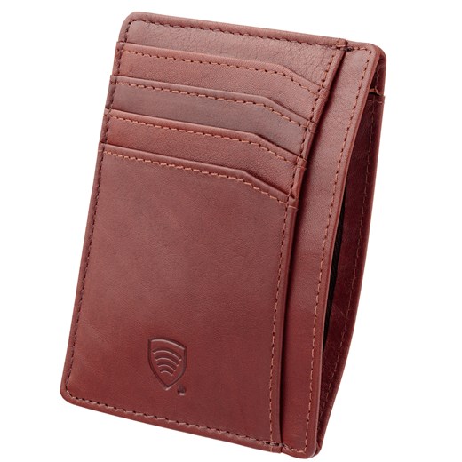 Skórzane etui na karty zbliżeniowe RFID do marynarki (Brąz) ze sklepu Koruma ID Protection w kategorii Portfele męskie - zdjęcie 186242702