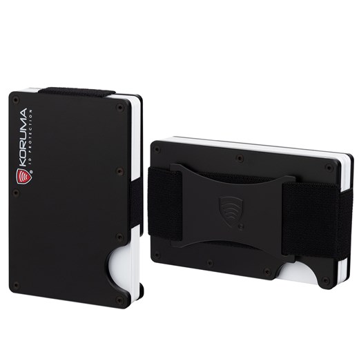 Aluminiowe etui z gumką na karty zbliżeniowe RFID  (Czarny) ze sklepu Koruma ID Protection w kategorii Etui - zdjęcie 186242863