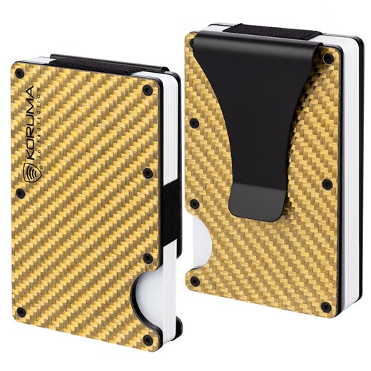 Aluminiowe etui antykradzieżowe na karty zbliżeniowe (złoty, karbon) ze sklepu Koruma ID Protection w kategorii Etui - zdjęcie 186242941