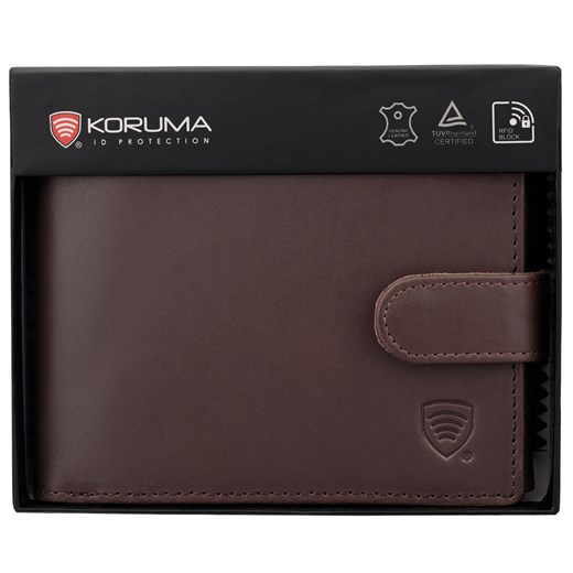 Portfel Męski Skórzany Antykradzieżowy RFID (brązowy) ze sklepu Koruma ID Protection w kategorii Portfele męskie - zdjęcie 186243120