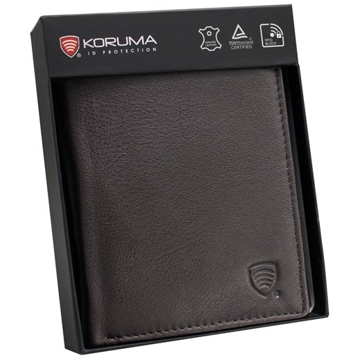 Portfel męski skórzany z ochroną kart zbliżeniowych RFID BLOCK (brąz) ze sklepu Koruma ID Protection w kategorii Portfele męskie - zdjęcie 186243311