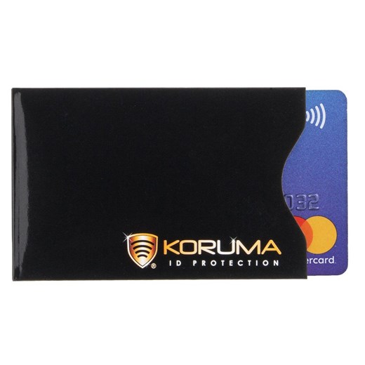 Ekranowane etui chroniące przed nieautoryzowanym odczytem kart zbliżeniowych - kolor czarny złote logo ze sklepu Koruma ID Protection w kategorii Portfele męskie - zdjęcie 186243402