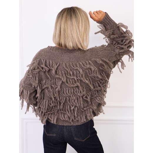 SWETER OVERSIZE Z FRĘDZLAMI- FANGO Olika uniwersalny olika.com.pl