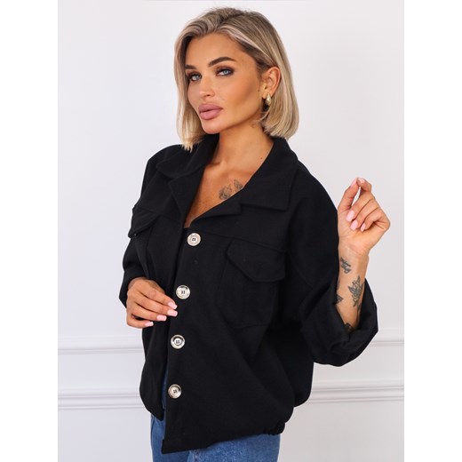 KURTKA OVERSIZE CZARNA ZE ŚCIĄGACZEM NA DOLE ze sklepu olika.com.pl w kategorii Kurtki damskie - zdjęcie 186243580
