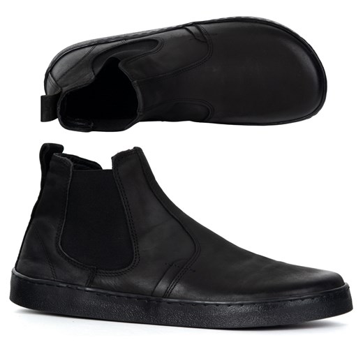 Buty męskie sztyblety barefoot skórzane Olivier 100KZ czarne ze sklepu butyolivier w kategorii Półbuty męskie - zdjęcie 186245000