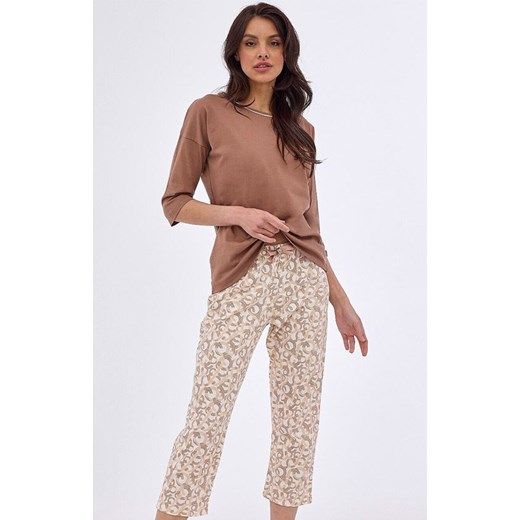 Bawełniana piżama 792/397 Ines, Kolor beżowo-brązowy, Rozmiar M, Cornette Cornette M wyprzedaż Primodo