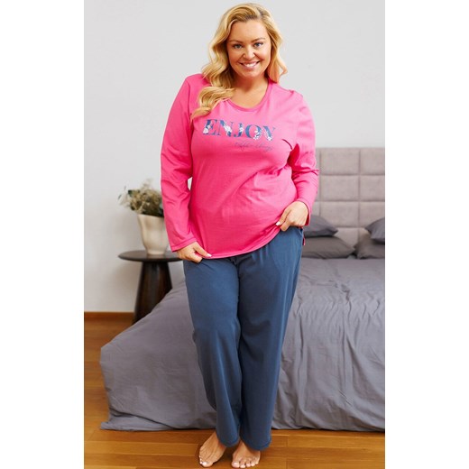 Doctor Nap piżama damska plus size PB.7328, Kolor różowo-granatowy, Rozmiar L, Doctor Nap ze sklepu Primodo w kategorii Piżamy damskie - zdjęcie 186246310