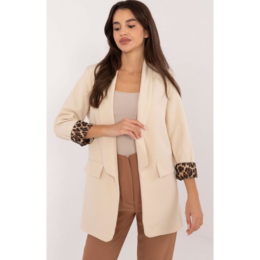 Marynarka damska jasno beżowa DHJ-MA-18657-1.86, Kolor jasny beż, Rozmiar uniwersalny, ITALY MODA ze sklepu Primodo w kategorii Marynarki damskie - zdjęcie 186246344