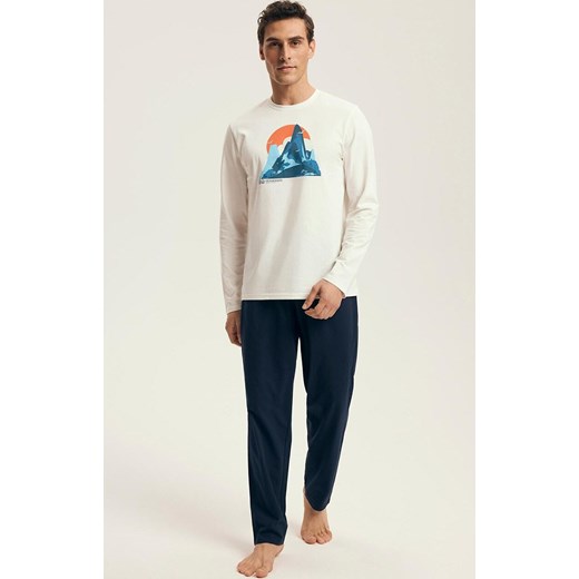 Henderson długa bawełniana piżama męska Loji 43475, Kolor biało-granatowy, Rozmiar M, Henderson ze sklepu Primodo w kategorii Piżamy męskie - zdjęcie 186246403