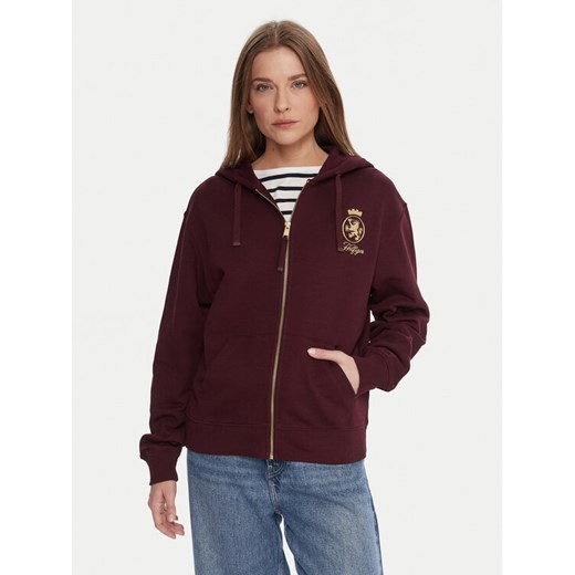 Tommy Hilfiger Bluza WW0WW46126 Bordowy Regular Fit ze sklepu MODIVO w kategorii Bluzy damskie - zdjęcie 186247783