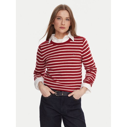 Tommy Hilfiger Sweter WW0WW40264 Czerwony Regular Fit ze sklepu MODIVO w kategorii Swetry damskie - zdjęcie 186247892