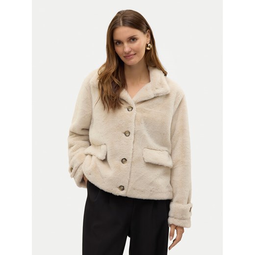 Vero Moda Futro Sonjaeva 10310303 Beżowy Regular Fit ze sklepu MODIVO w kategorii Futra damskie - zdjęcie 186247893