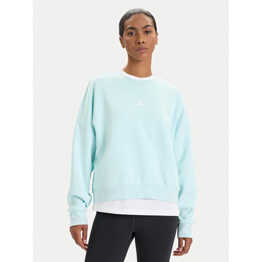 adidas Bluza Essentials Small Logo Feelcozy JV7300 Zielony Loose Fit ze sklepu MODIVO w kategorii Bluzy damskie - zdjęcie 186247904