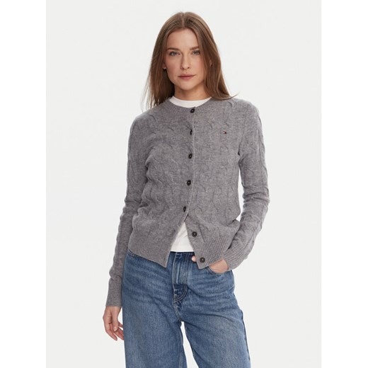 Tommy Hilfiger Kardigan WW0WW47463 Szary Regular Fit ze sklepu MODIVO w kategorii Swetry damskie - zdjęcie 186247914