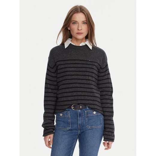 Tommy Hilfiger Sweter WW0WW46438 Szary Regular Fit ze sklepu MODIVO w kategorii Swetry damskie - zdjęcie 186247931