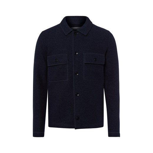 Selected Męski wełniany kardigan - SLHNealy Mężczyźni Wełna granatowy jednolity XL vangraaf