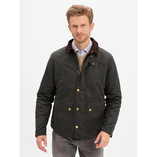 Barbour Kurtka męska - Reelin Mężczyźni Bawełna oliwkowy jednolity Barbour XL vangraaf