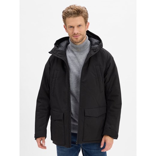 Nils Sundström Męska kurtka zimowa Mężczyźni Sztuczne włókno czarny jednolity ze sklepu vangraaf w kategorii Kurtki męskie - zdjęcie 186249264