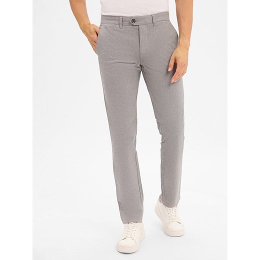 Finshley & Harding Chino - Dylan Slim Fit Mężczyźni Bawełna taupe w kratkę ze sklepu vangraaf w kategorii Spodnie męskie - zdjęcie 186249304