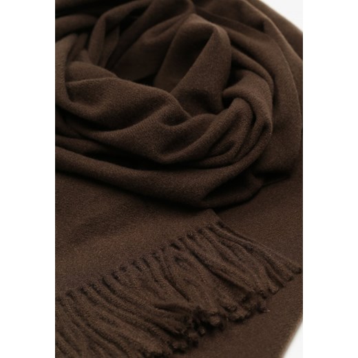 Brązowy Szalik Długi z Frędzlami z Domieszką Wełny Torilisa uniwersalny okazja born2be.pl